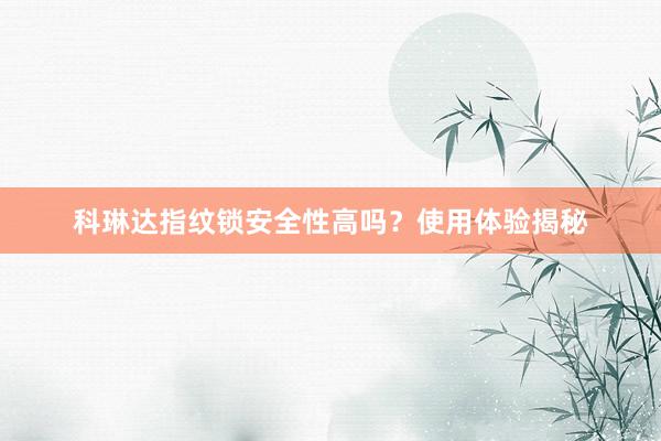 科琳达指纹锁安全性高吗？使用体验揭秘